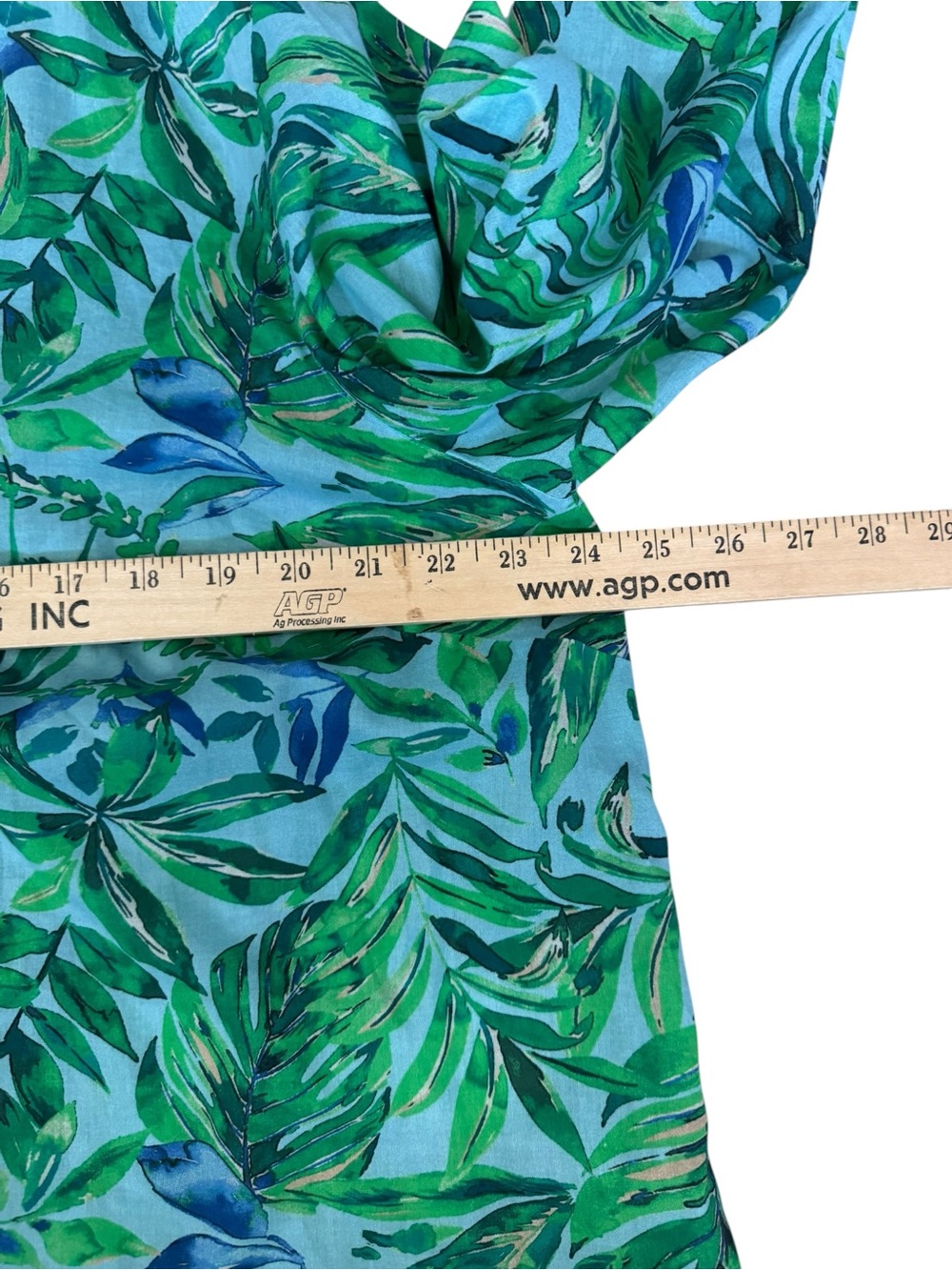 J.Jill XL Tropical Leaf Print Cotton Tunic Top Aqua Green Resort Coastal - Picture 3 of 8